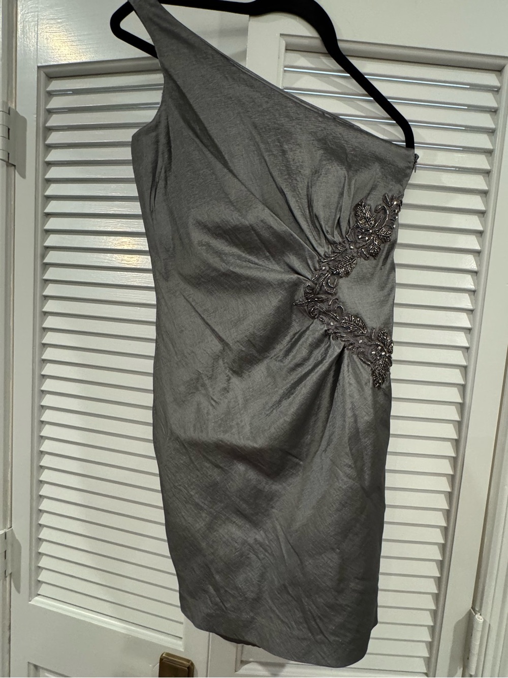 One-Shoulder Gray Embellished Cocktail Dress - Elegant Evening Wear